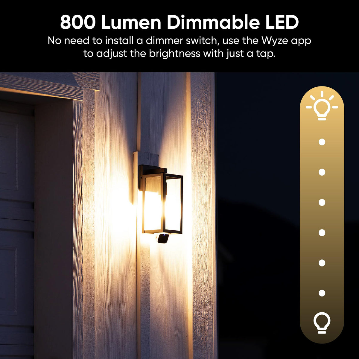 WYZE bulb cam screwed into porch fixture providing bright entry lighting