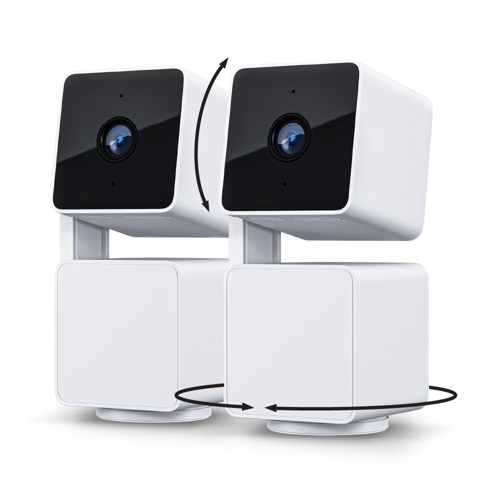 WYZE Cam Pan v3 front view showing camera and mount, clear home coverage