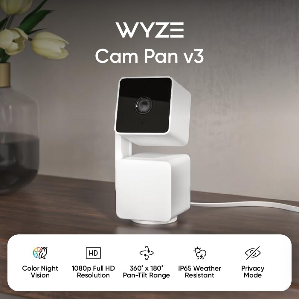 WYZE Cam Pan v3 side weather seal details, durable outdoor protection benefit