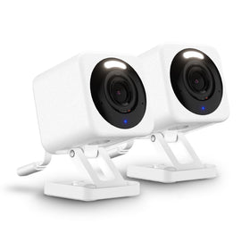 WYZE Cam v4 front view showing lens and housing, clear detail for monitoring