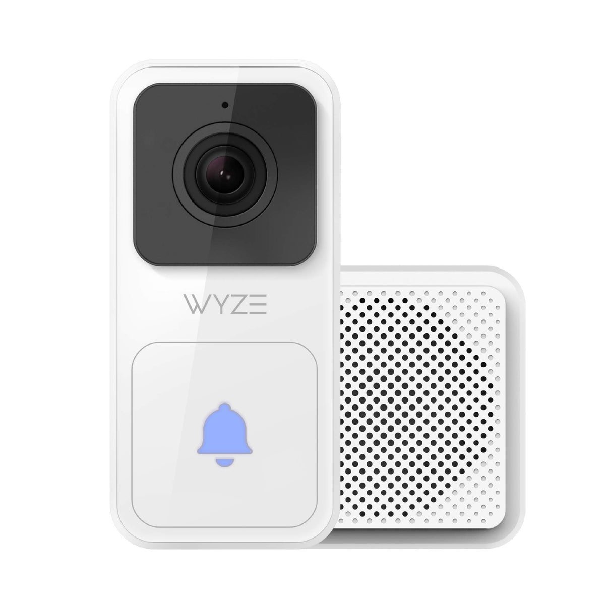 WYZE doorbell front view with included chime, shows reliable home alerts