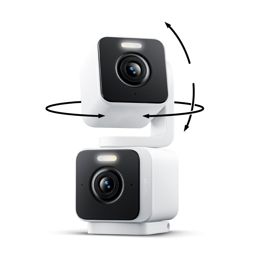 WYZE front view of Duo Cam showing both lenses and benefits of full coverage