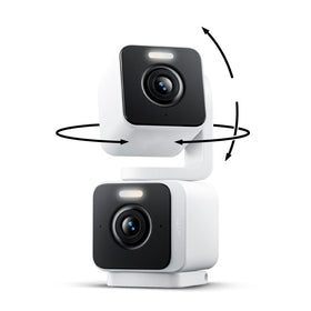 WYZE front view of Duo Cam showing both lenses and benefits of full coverage