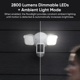 WYZE Floodlight Camera v2 ambient light mode keeps outdoor areas softly lit before motion