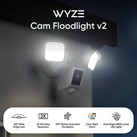 WYZE Floodlight Camera v2 side angle demonstrates 2800 lumens of motion-activated lighting