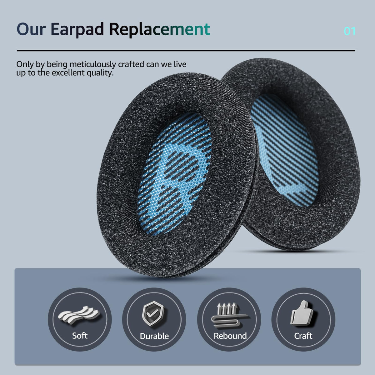 Wzsipod Bose QC25 ear pads maintain seal for consistent sound reproduction.