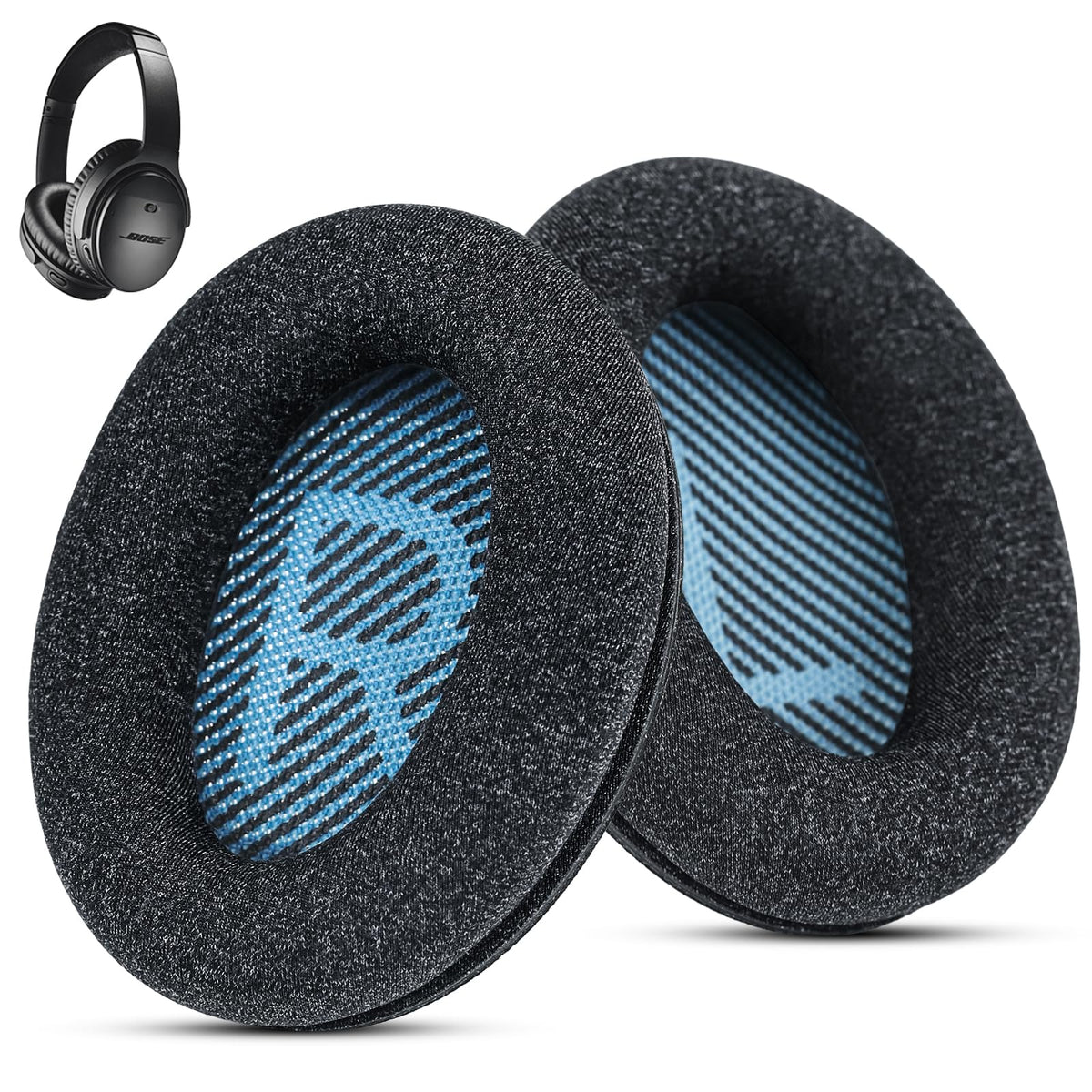 Wzsipod Bose QC45 ear pads provide comfortable fit with sustained noise cancellation.