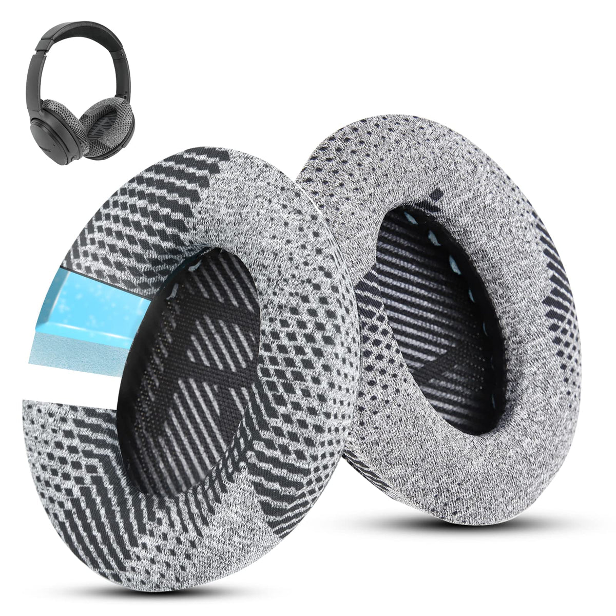 Wzsipod cooling gel ear pad for QuietComfort QC45 delivers breathable comfort and stable seal.