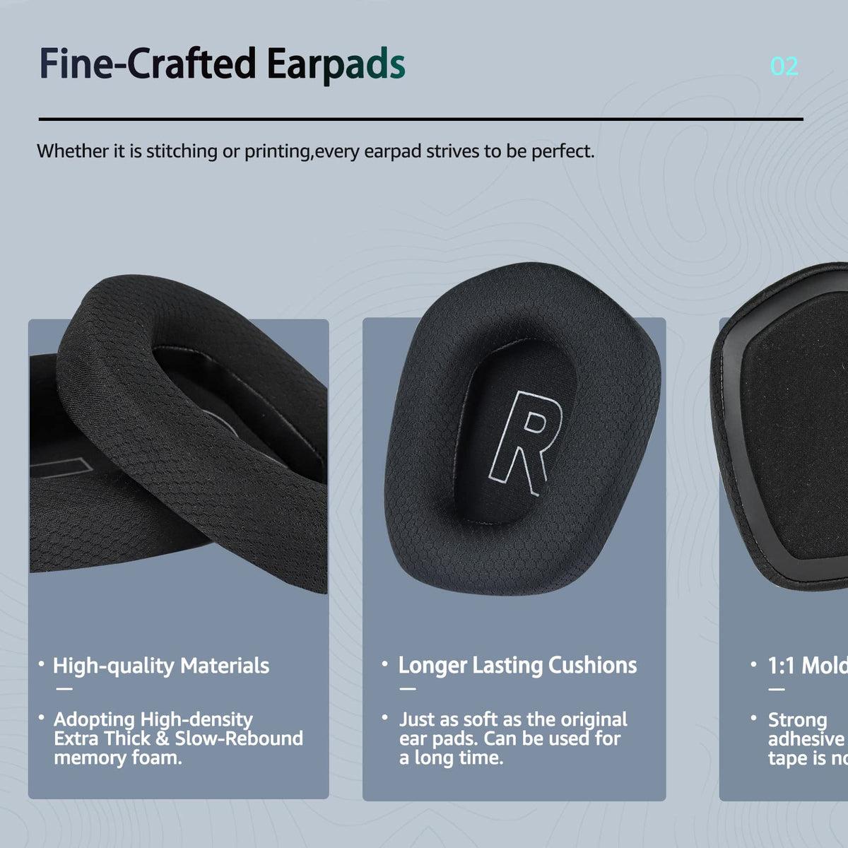 Durable stitching on Wzsipod G733 ear pads designed for daily use