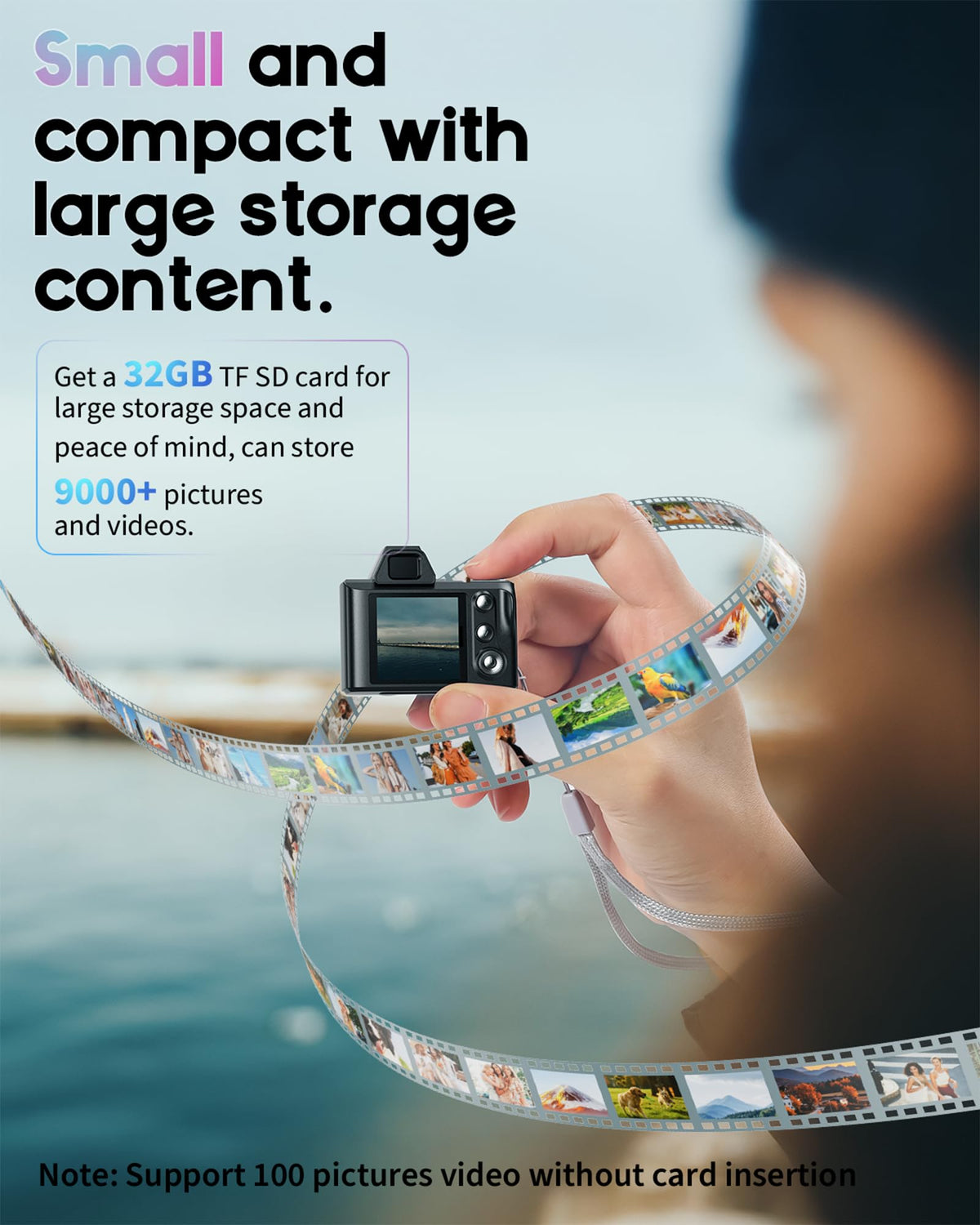 WZVZ mini keychain camera 32GB SD card included for instant storage.