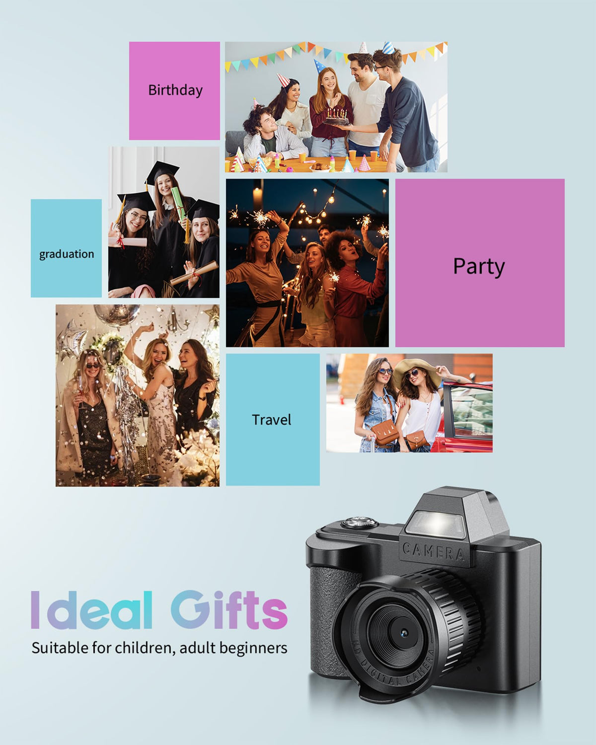 WZVZ mini keychain camera gift-ready packaging for young creators.