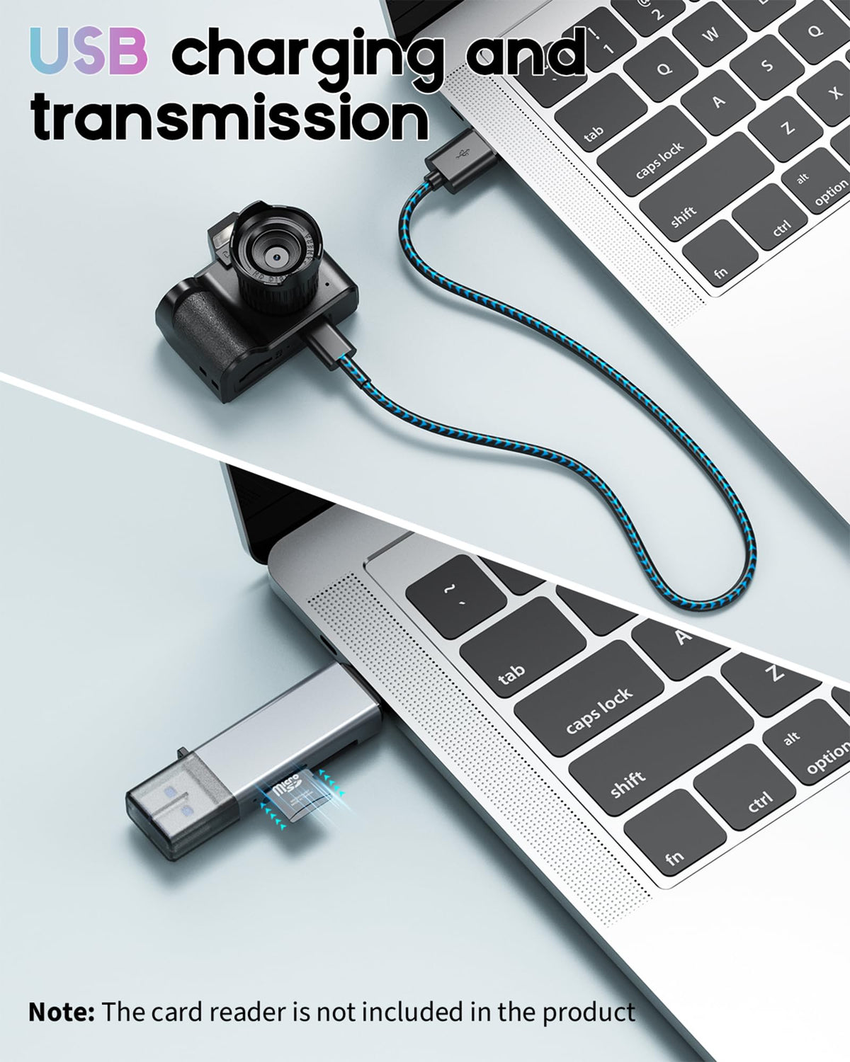 WZVZ mini keychain camera Type-C charging and fast data transfer.
