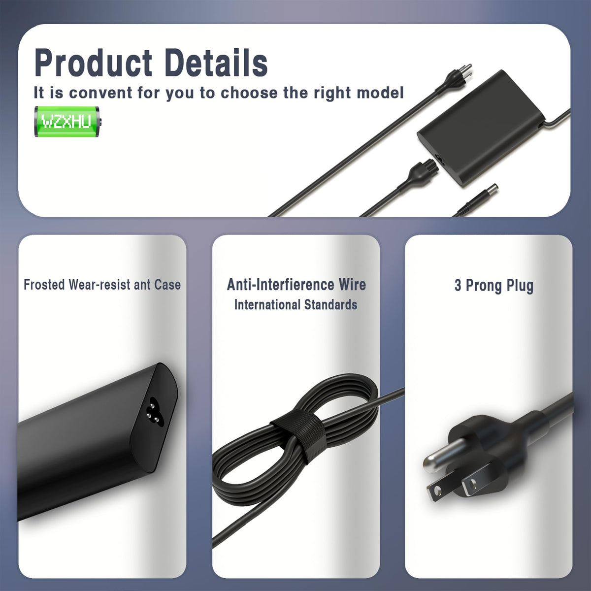WZXHU 65W charger compatible with Dell E-series for everyday use
