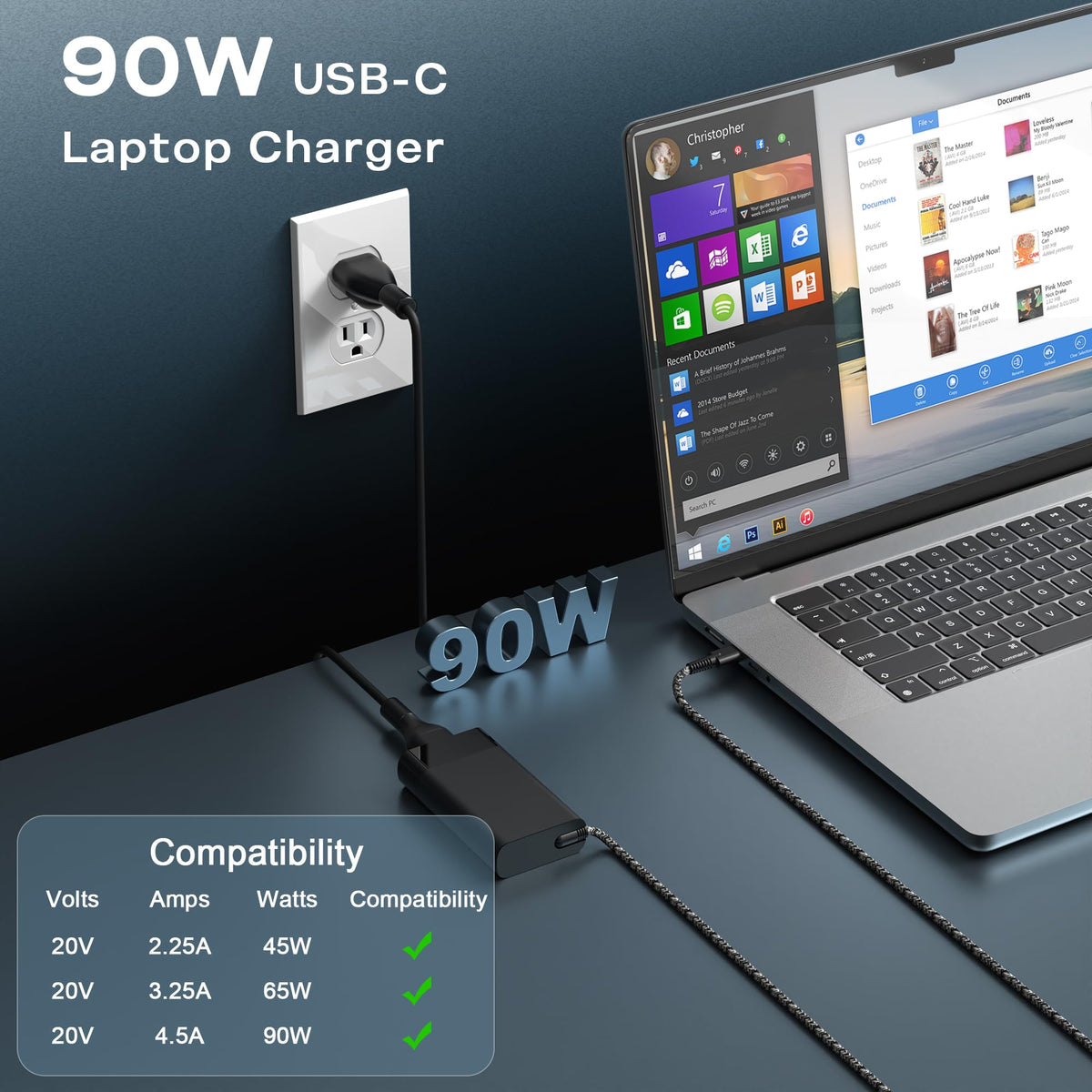 WZXHU side profile of charger highlighting slim durable casing