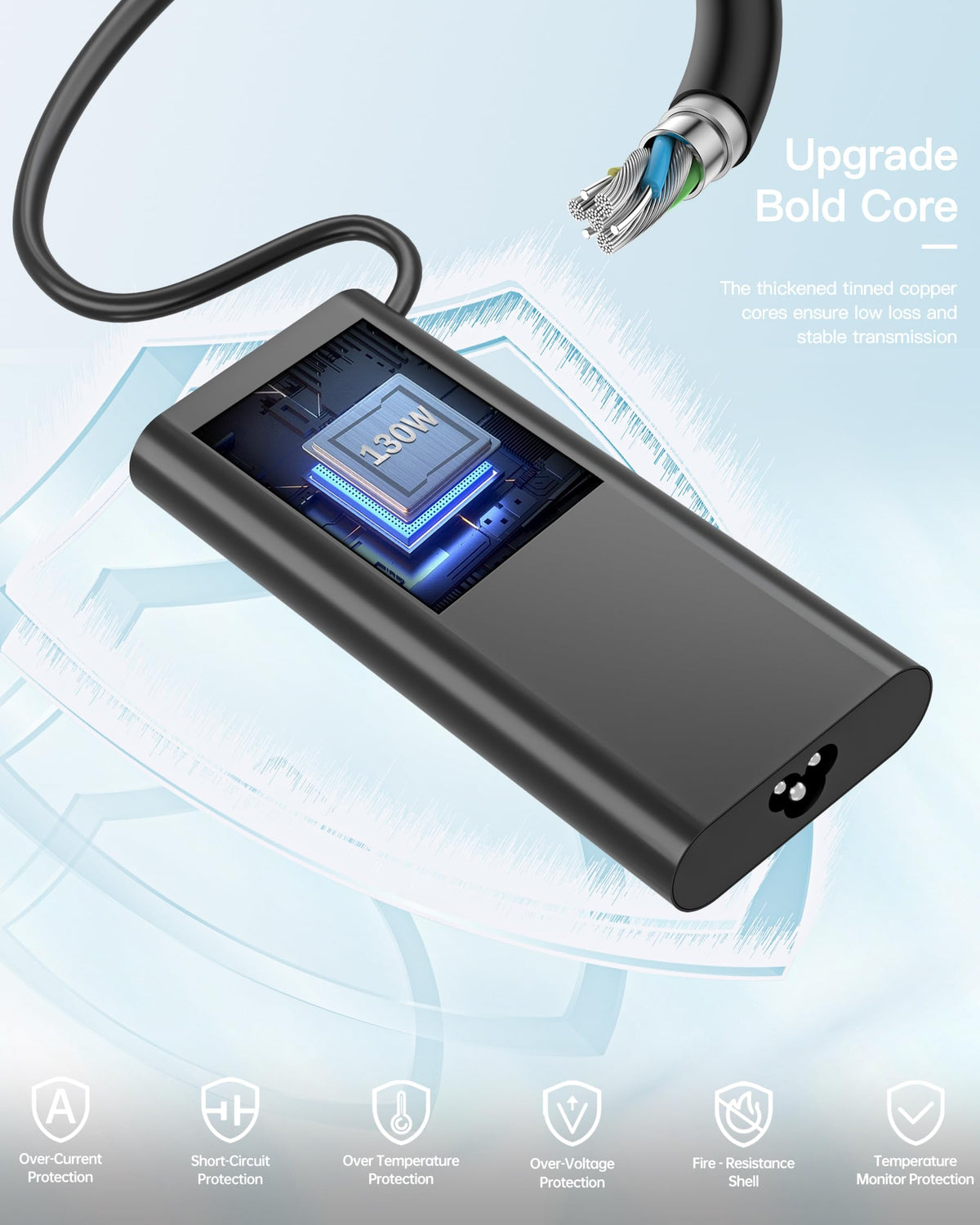 WZXHU charger powering a Dell XPS laptop illustrating fast, stable charging