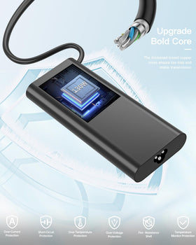 WZXHU charger powering a Dell XPS laptop illustrating fast, stable charging