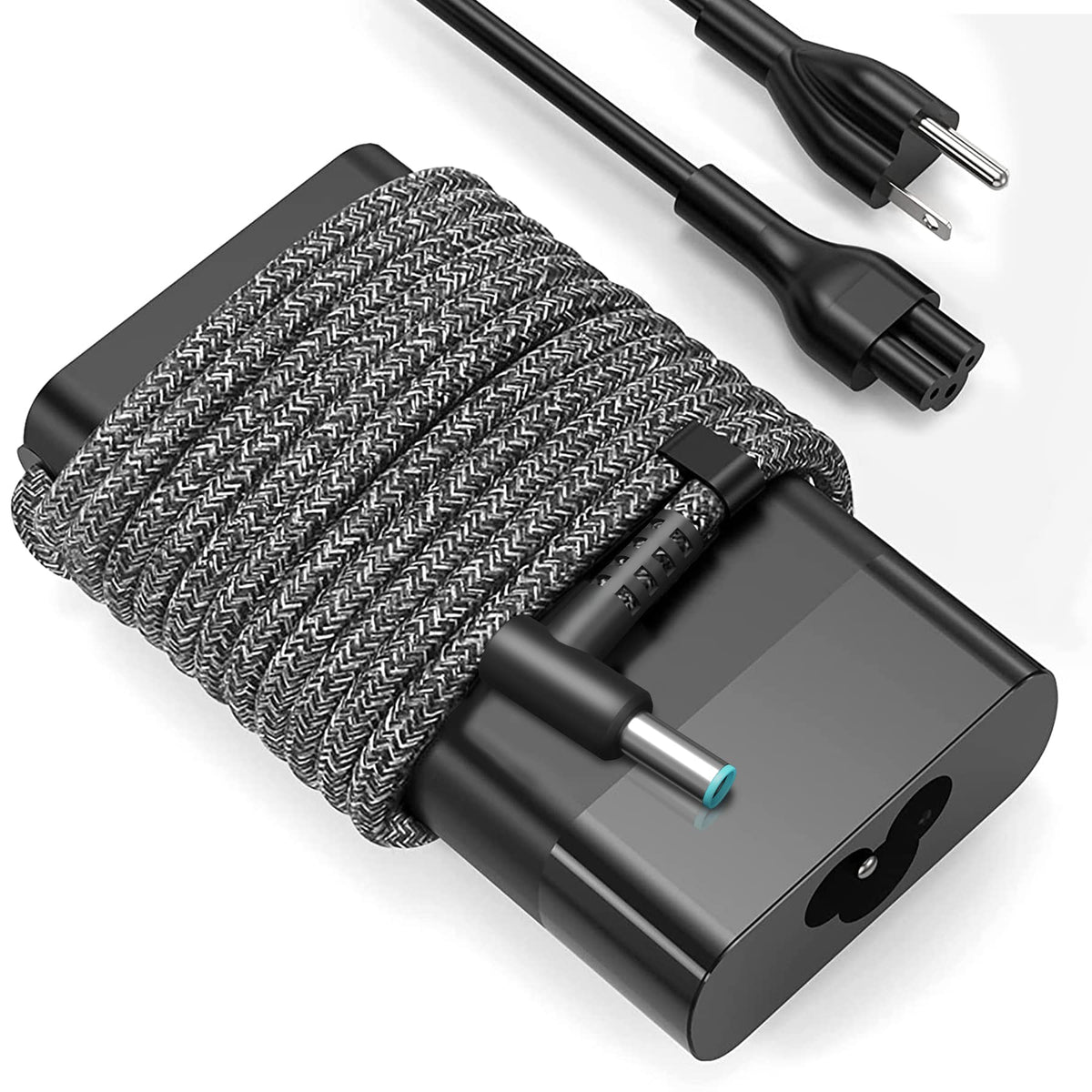 WZXHU Slim 65W charger front view highlighting compact design and HP compatibility