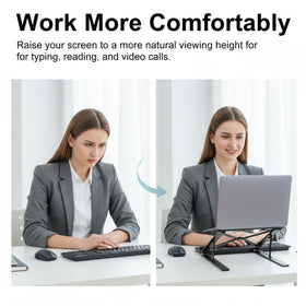 WZZHHJ foldable laptop stand angled view showing ergonomic positioning