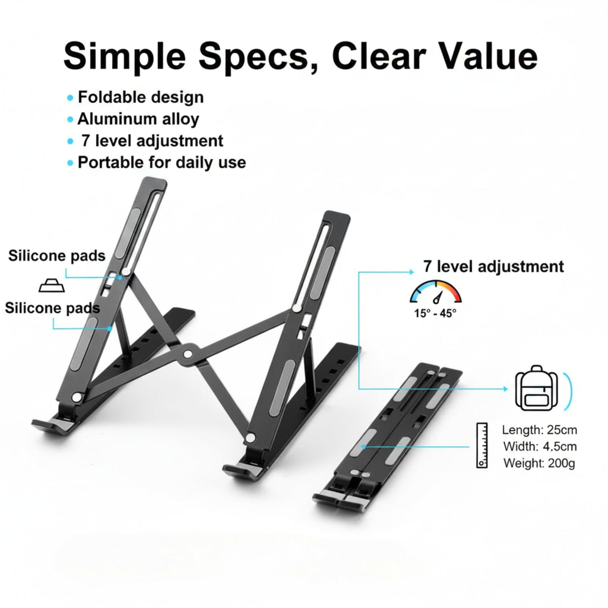 WZZHHJ foldable laptop stand silver color adds sleek style and stability.