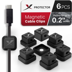 X-Protector magnetic cable clip on a car dash keeps wires tidy and accessible.
