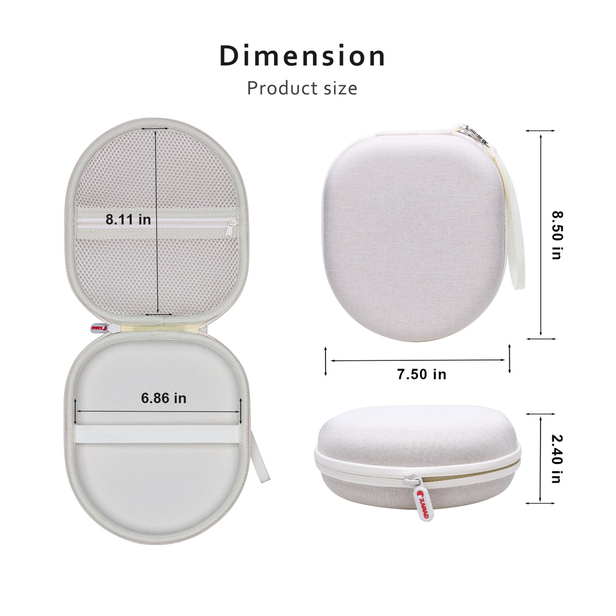 XANAD cream case holding wireless headphones preventing scratches and tangles