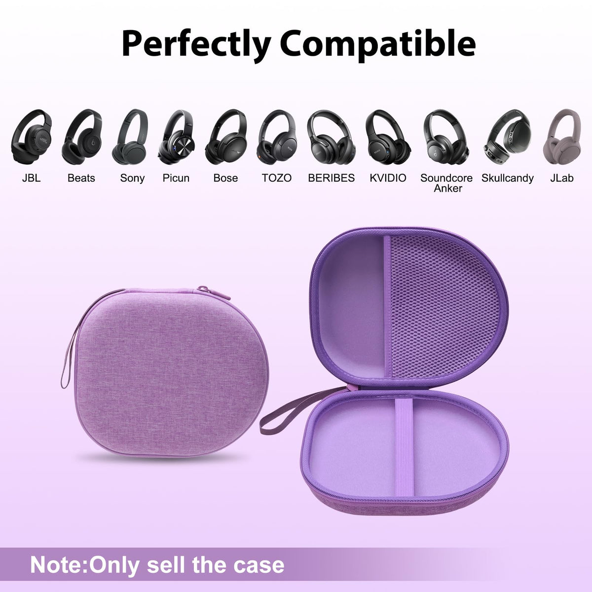 XANAD hard case with Sony WH-CH520 side view, compact protection against bumps and dust
