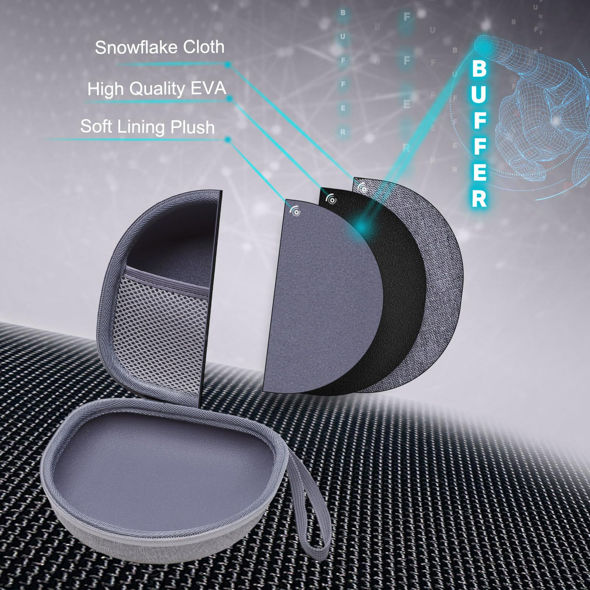 XANAD case interior provides space for headphones and accessories