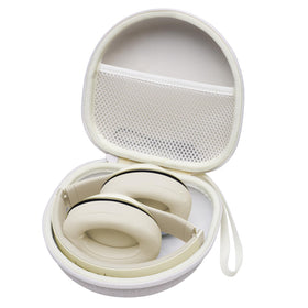 XANAD headphone case in cream neatly protects JLab JBuds Lux ANC with a secure, travel-ready design.