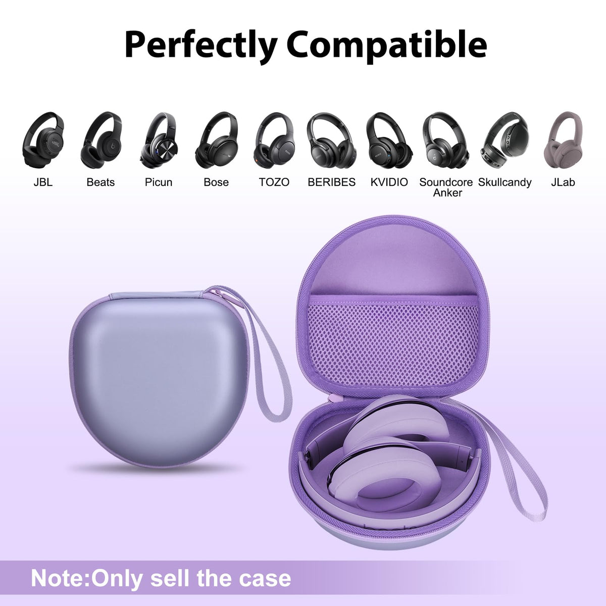 XANAD Pearl Purple case designed for TOZO HT2, ideal for organized travel.