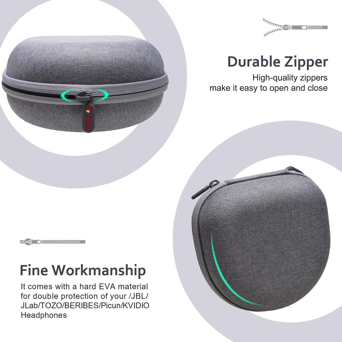 XANAD case material: hard EVA with soft-touch oxford finish