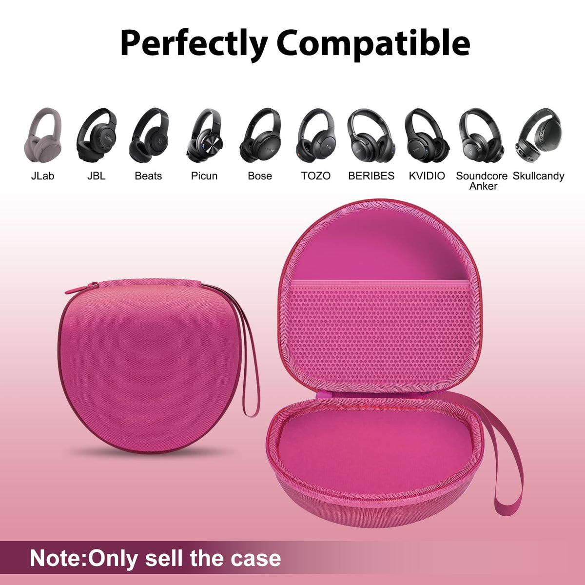 XANAD Rose headphone case side profile emphasizes portability and easy transport.