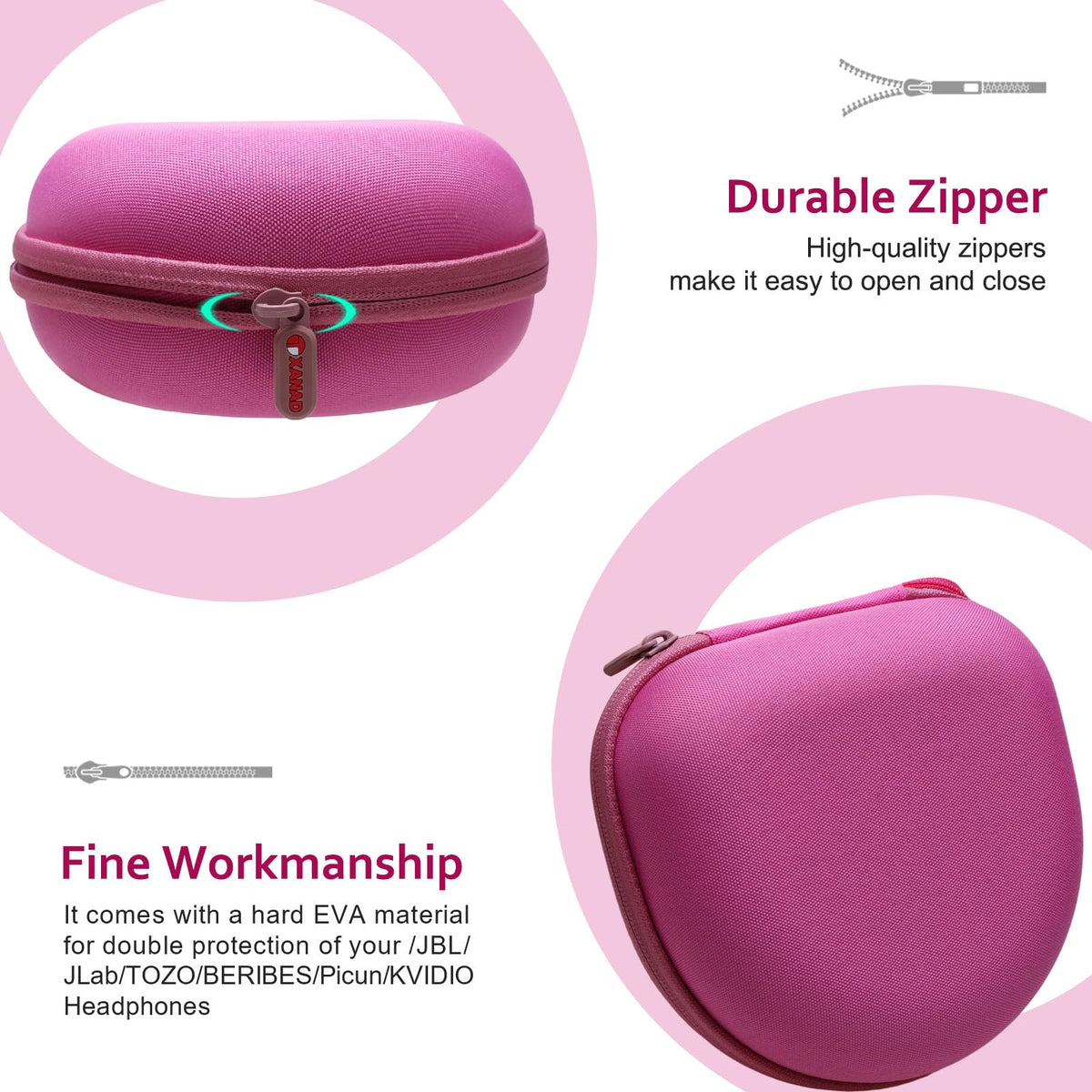 XANAD Rose case zip opening shown for quick access.