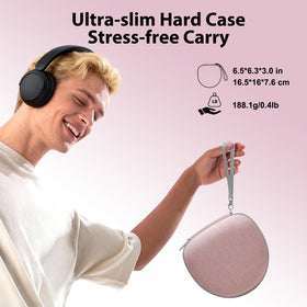 XANAD pink Tozo HT2 case neatly stores accessories for travel