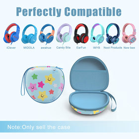 XANAD Kids Headphones Case Blue Star back view highlighting rugged protection for travel.