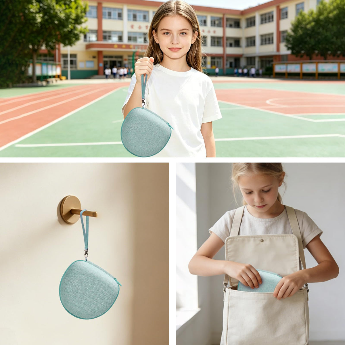 XANAD kids headphones case durable carrying strap for hands-free transport