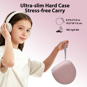 XANAD Kids Headphones Case Pink with strap for easy travel