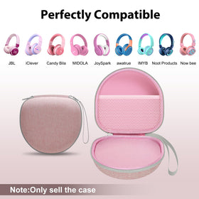 XANAD Kids Headphones Case Pink open view shows cable pocket