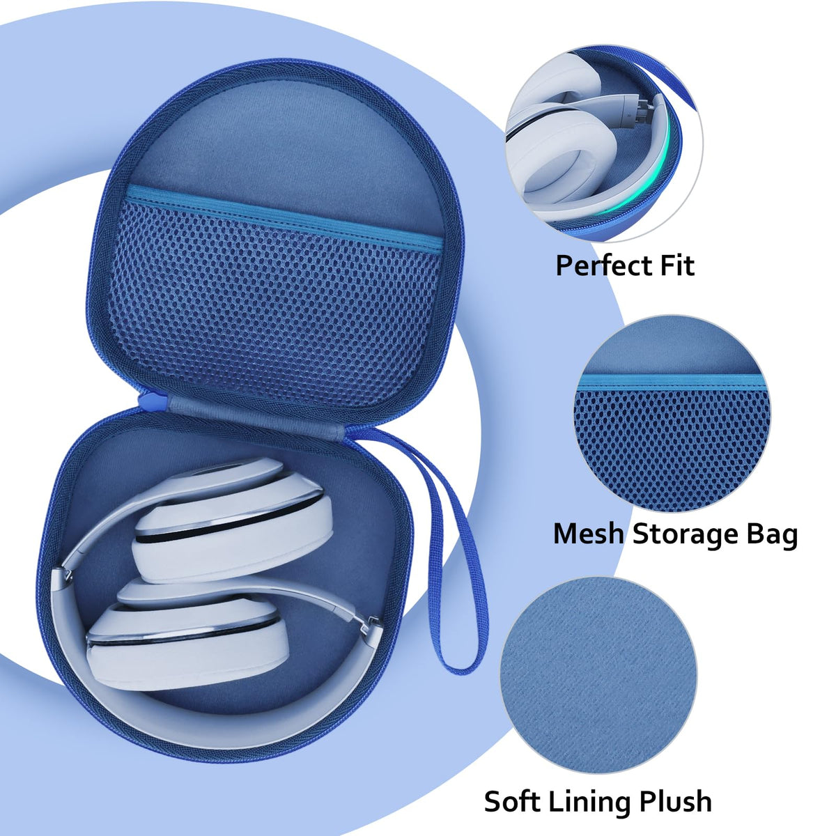 XANAD Pearl Blue case with cable storage ideal for charging on the go