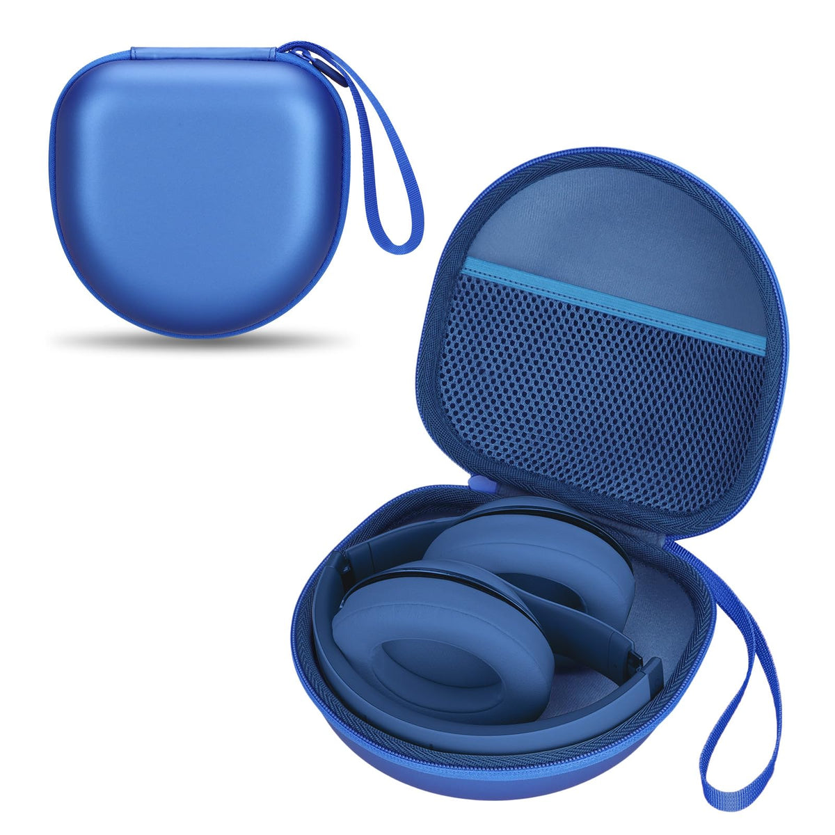 XANAD Pearl Blue headphone case front view showing snug fit for multiple brands