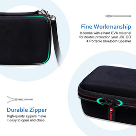 XANAD case next to JBL Go speaker showing compact size and perfect fit