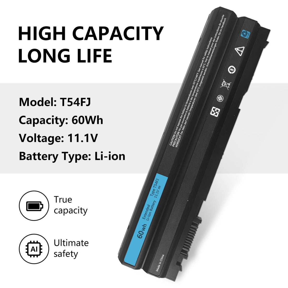 Xaocaige 60Wh T54FJ battery for Dell Latitude E6440 enables longer work sessions