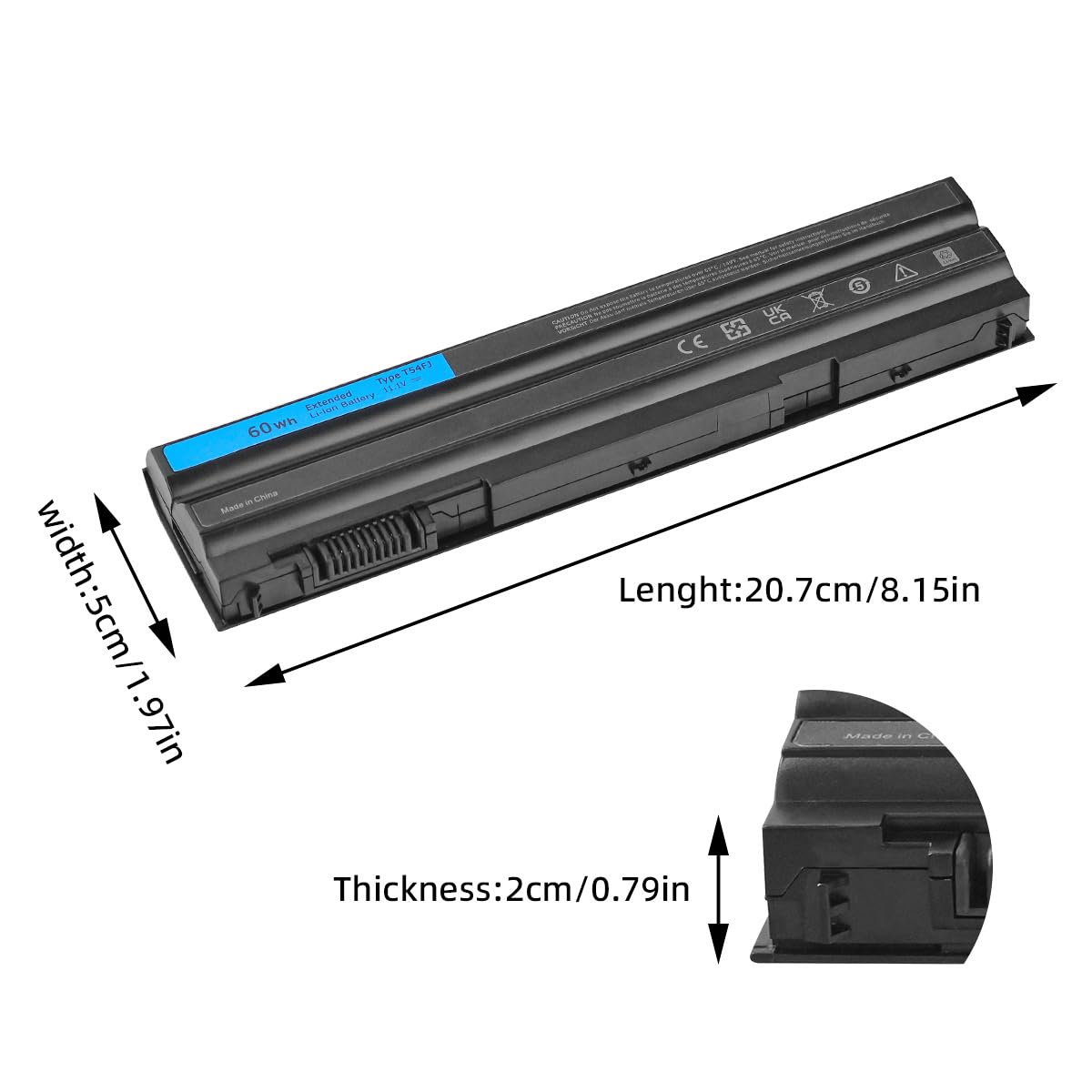 Xaocaige 60Wh T54FJ battery for Dell Latitude E6520 reliable travel power
