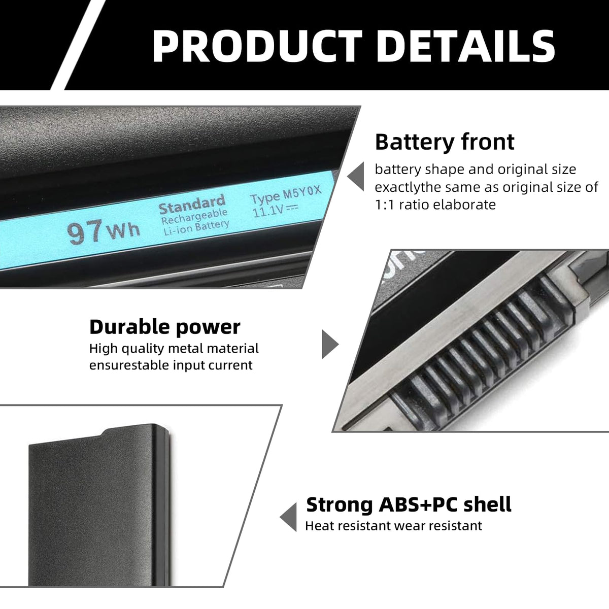 Xaocaige M5Y0X 97Wh battery installed inside laptop, clean integration.