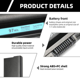 Xaocaige M5Y0X 97Wh battery installed inside laptop, clean integration.