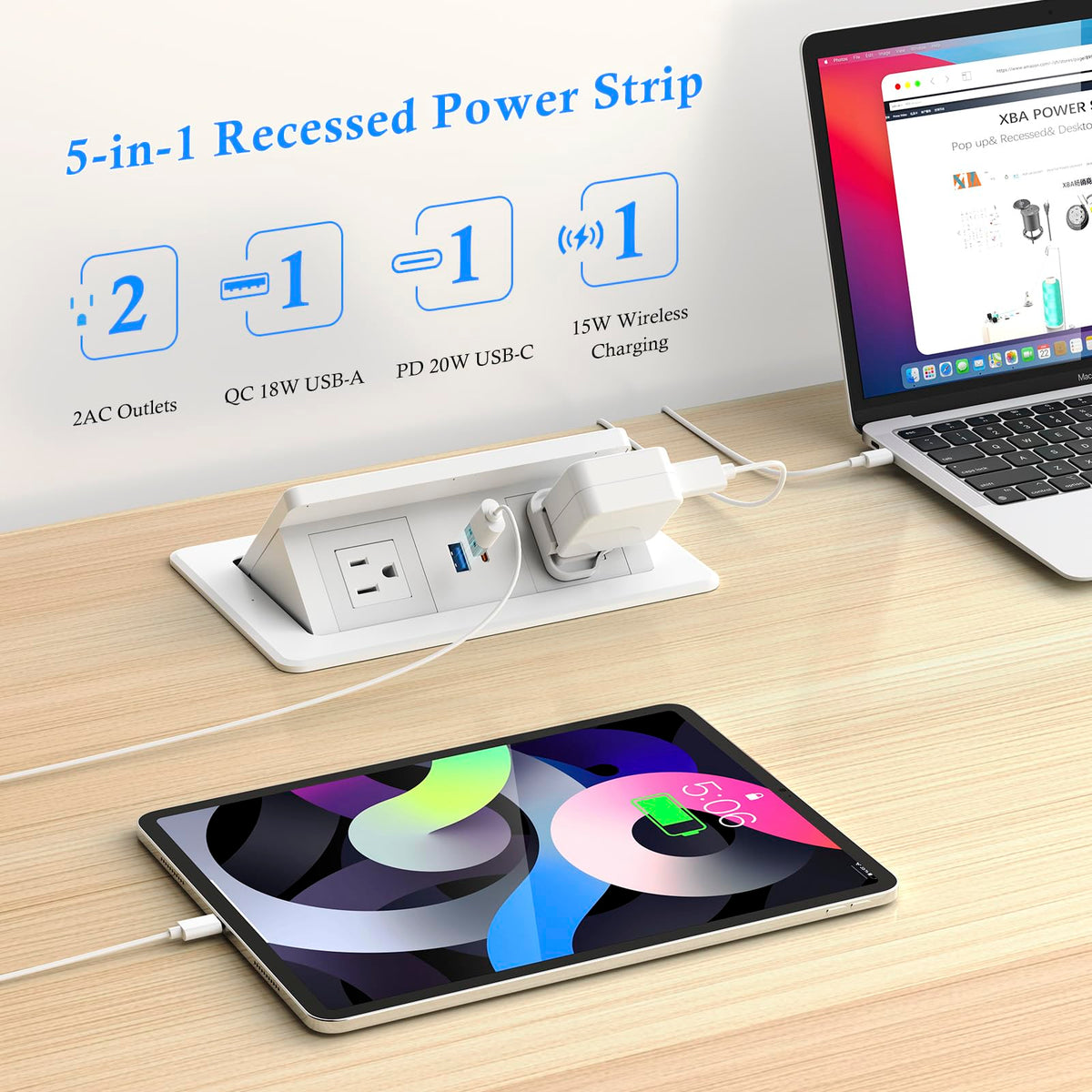 XBA installed in kitchen counter displaying clutter-free workspace benefit