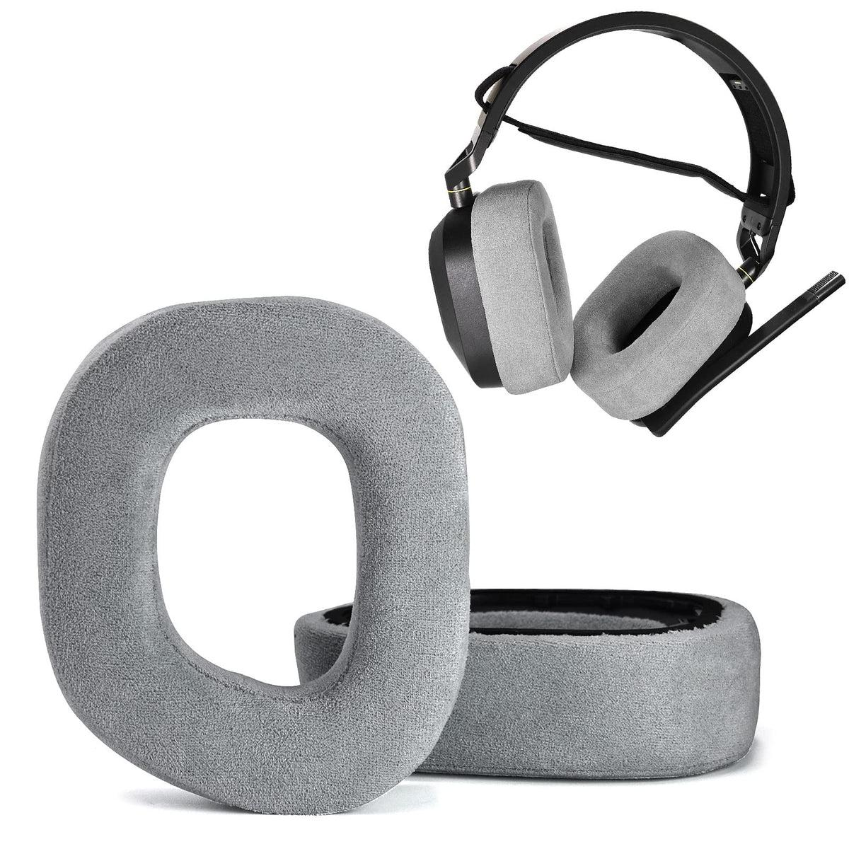 XBERSTAR Corsair HS80 ear pads replacement close-up highlighting thickened flannel for comfort