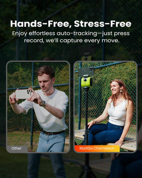 XbotGo Chameleon Bluetooth remote enables hands-free operation.