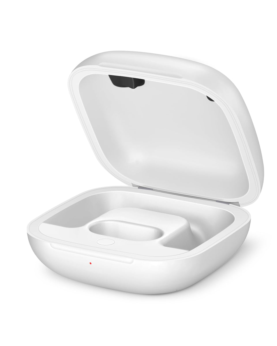 XCZNAGS front view charging case white showing sleek design and portability