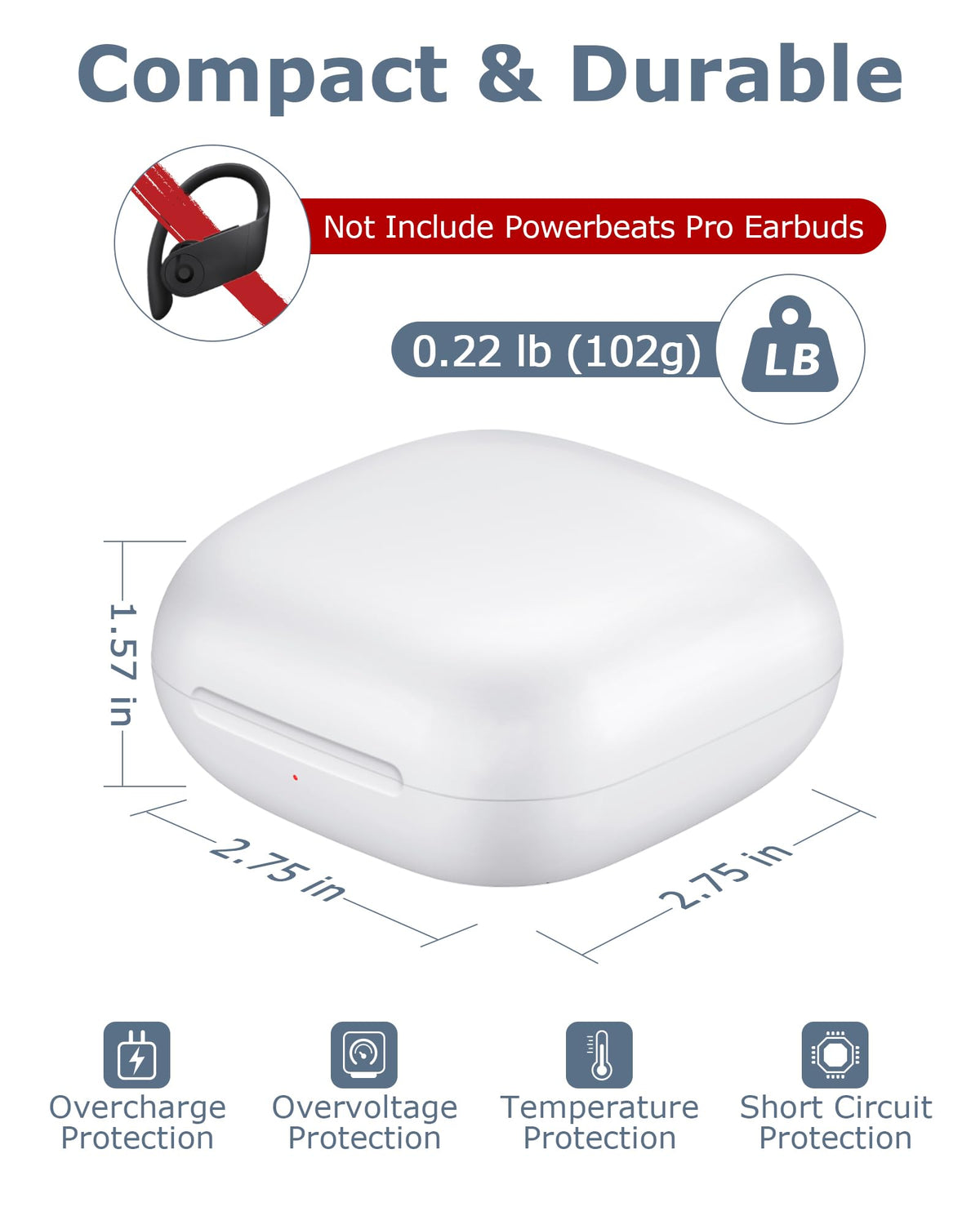 XCZNAGS open case with Powerbeats Pro earbuds inside demonstrating secure fit