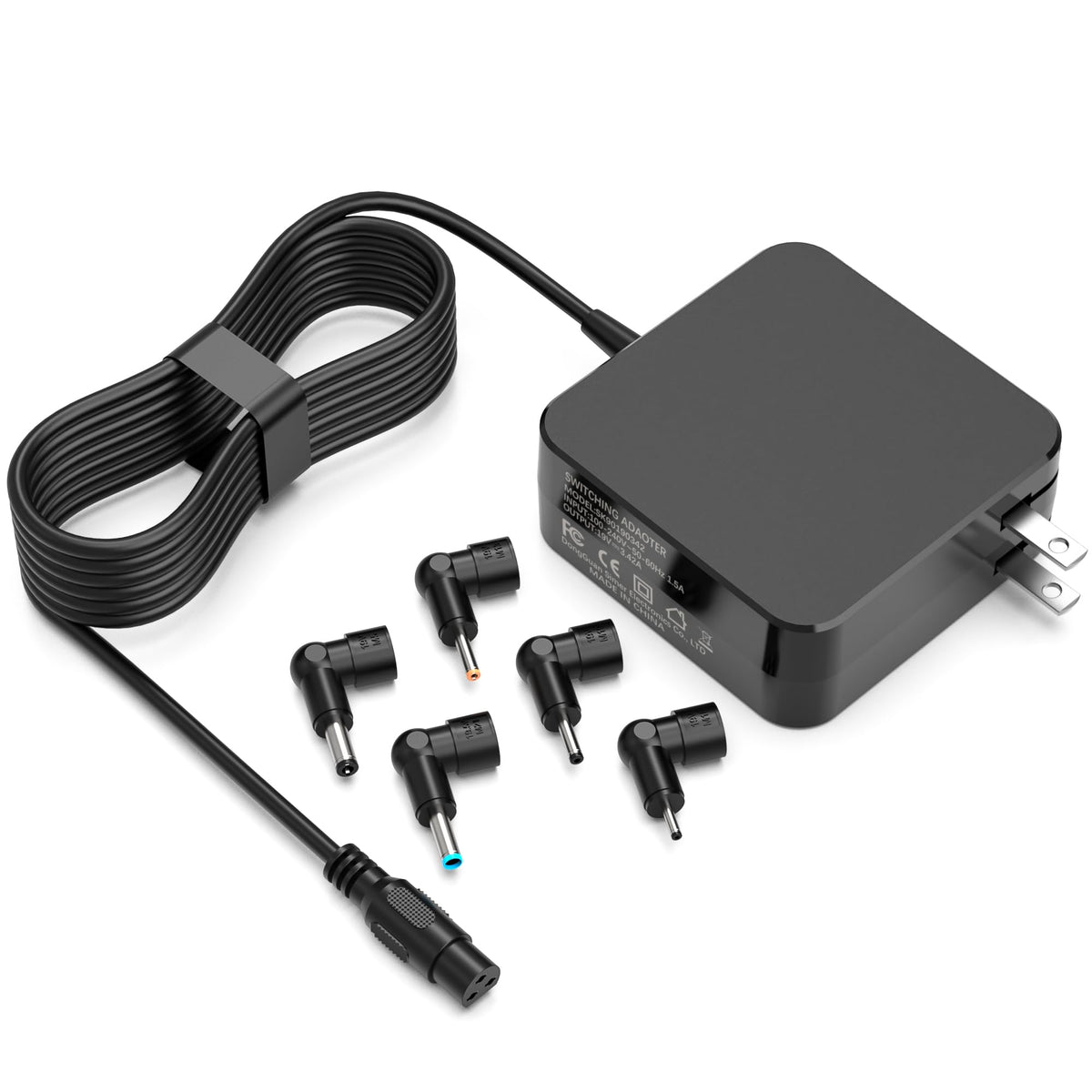 XDOAPKLK 65w charger closeup with switchable round connector for Asus compatibility